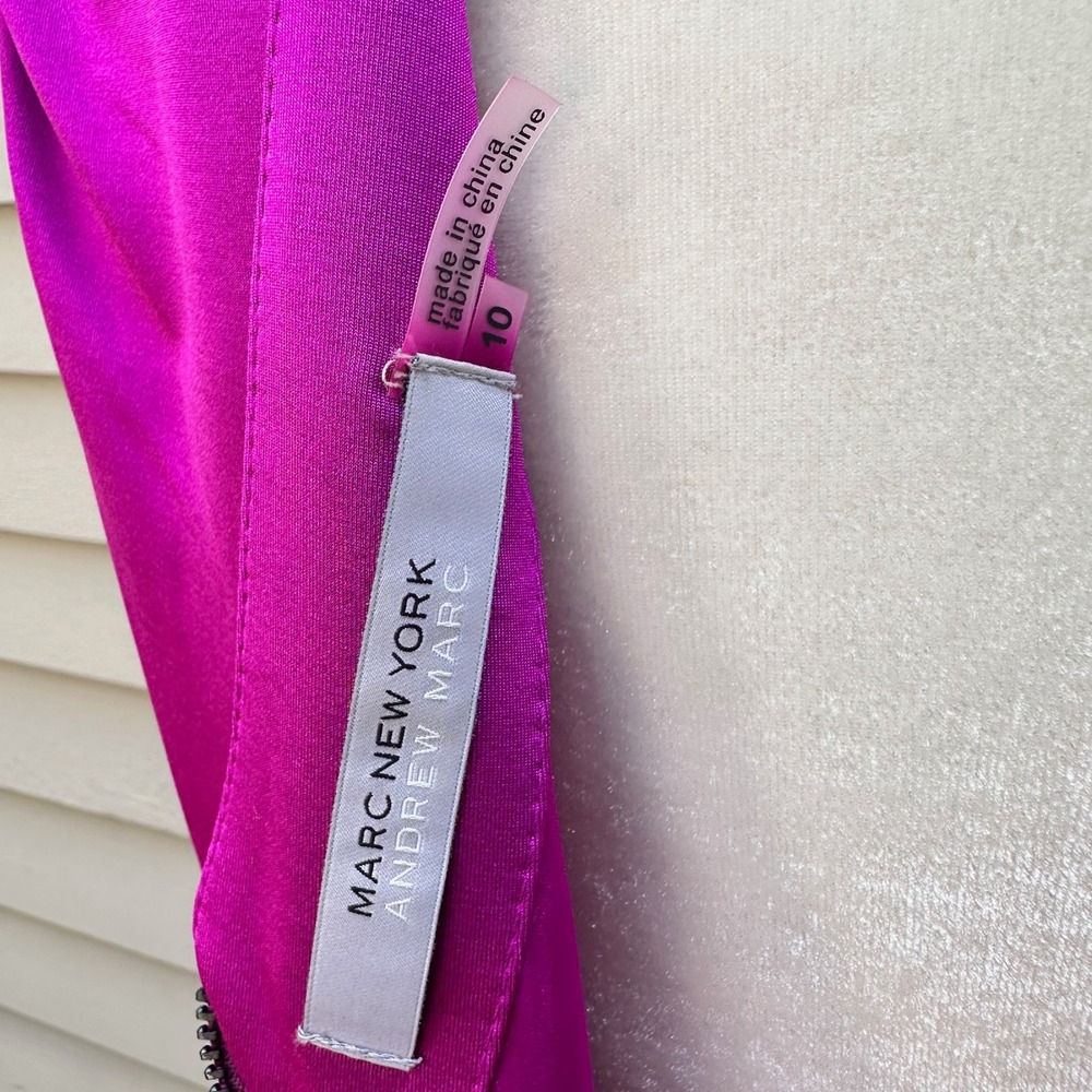 Marc New York Andrew Marc Purple Ruched Faux Wrap Sheath Dress MD2AK590 Sz 10 - Picture 6 of 16